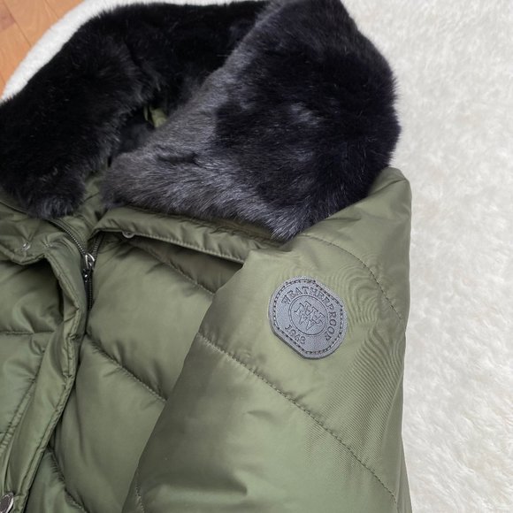 WEATHERPROOF Women's Modern Shaped Puffer Coat, Faux Fur, Olive, Size 1X - Picture 7 of 9